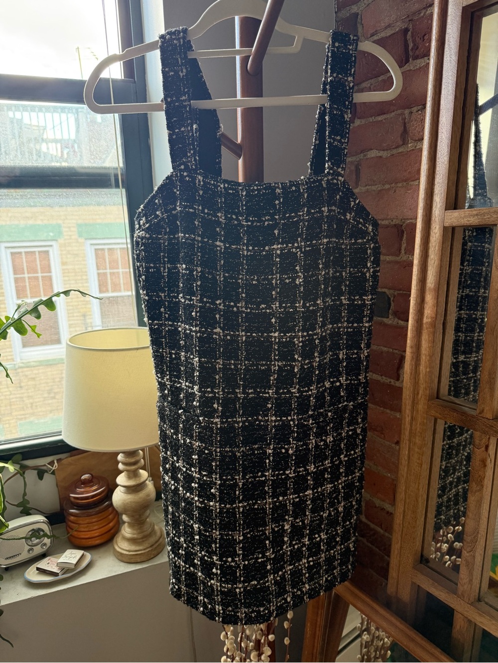 Abercrombie & Fitch Black and White Tweed Mini Dress